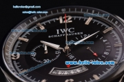IWC Portuguese Chronograph Japanese Miyota OS20 Quartz PVD Case with Black Leather Strap and Black Dial