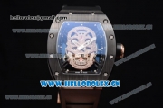 Richard Mille RM052 Miyota 9015 Automatic PVD/Rose Gold Case with Skull Dial and PVD Bezel Black Rubber Strap