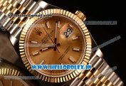 Rolex Datejust 37mm Swiss ETA 2836 Automatic Two Tone with Gold Dial and Stick Markers