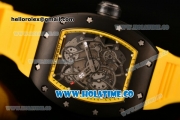 Richard Mille RM 055 Bubba Watson Tourbillon Manual Winding PVD Case with Skeleton Dial Dot Markers and Yellow Rubber Strap