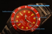 Rolex Submariner Automatic PVD Case with Red Bezel/Dial and PVD Strap