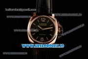 Panerai Luminor Due 3 Days Automatic Clone P.3000 Automatic Rose Gold Case Black Dial With Stick/Arabic Numeral Markers Black Leather Strap(KW)