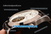 Jaeger-LECoultre Master Tourbillon Manual Winding Steel Case with White Dial and Black Leather Strap