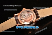 Omega De Ville Hour Vision Clone Omega 8500 Automatic Rose Gold Case with White Dial Brown Leather Strap and Rose Gold Stick Markers (KW)