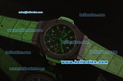 Hublot Big Bang Swiss Valjoux 7750 Automatic Ceramic Case with Black Dial and Green Markers