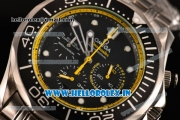 Omega Seamaster Diver 300M Chrono Miyota OS20 Quartz Full Steel with Black Dial and Yellow Inner Bezel