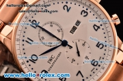 IWC Portuguese Chrono Japanese Miyota OS10 Quartz Rose Gold Case with Numeral Markers White Dial and Rose Gold Strap