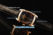 Parmigiani Kalpa XL Swiss Tourbillon Manual Winding Movement Rose Gold Case with Black Dial and Black Leather Strap