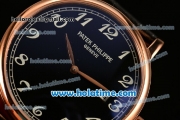 Patek Philippe Calatrava 2813 Automatic Rose Gold Case with Black Dial and Arabic Numeral Markers