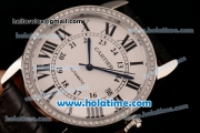 Cartier Ronde Solo Swiss ETA 2836 Automatic Steel Case with Diamond Bezel White Dial and Black Roman Numeral Markers