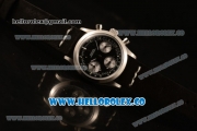 Rolex Explorer Chronograph Miyota OS20 Quartz Steel Case with Black Dial and Black Leather Strap