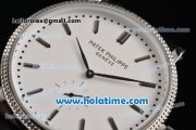 Patek Philippe Calatrava Miyota Quartz Steel Case with Silver Stick Markers and White Dial
