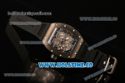 Richard Mille RM 055 Bubba Watson Tourbillon Manual Winding PVD Case with Skeleton Dial Black Rubber Strap and Dot Markers