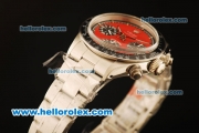 Rolex Daytona Vintage Edition Chronograph Swiss Valjoux 7750 Manual Winding Steel Case/Strap with Red Dial