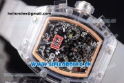 Richard Mille RM 011 Felipe Massa Flyback Chronograph Swiss Valjoux 7750 Automatic Sapphire Crystal Case with Skeleton Dial Rose Gold Inner Bezel and Aerospace Nano Translucent Strap