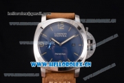 Panerai Luminor Marina 1950 3 Days Asia ST25 Automatic Steel Case with Blue Dial Stick/Arabic Numeral Markers and Brown Leather Strap