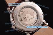 Cartier Rontonde Tourbillon Asia RL10-MT Automatic Steel Case with Brown Leather Strap and White Dial