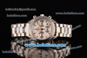 Omega Speedmaster Date Chrono Swiss Valjoux 7750-DD Automatic Full Steel with White Dial and Silver Stick Markers