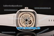 SevenFriday P1-2 Miyota 82S7 Automatic Steel Case with White Dial and White Leather Strap (HBB V6)