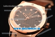 Hublot Classic Fusion 9015 Auto Rose Gold Case with Black Dial and Brown Leather Strap