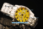 Ferrari Chronograph Quartz Movement Full Steel with Yellow Dial