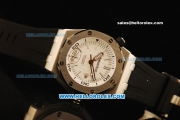 Audemars Piguet Royal Oak Swiss ETA 2836 Automatic Movement SS Case with White Grid Dial and Black Rubber Strap