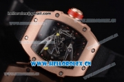 Richard Mille RM027-2 Miyota 9015 Automatic Rose Gold Case with Skeleton Dial Dot Markers and Black Nylon Strap