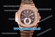 Patek Philippe Nautilus Clone PP 315 Automatic Rose Gold Case/Bracelet with Brown Dial and Stick/Arabic Numeral Markers (BP)