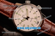IWC Aquatimer Vintage 1967 Asia Automatic Steel Case with White Dial Stick Markers and Brown Leather Strap