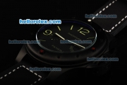 Panerai Radiomir Asia 6497 Manual Winding Movement PVD Case with Black Dial and Black Leather Strap