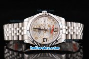 Rolex Datejust II Oyster Perpetual Automatic Movement Silver Case with Silver/Flower Dial and SS Strap