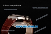 Audemars Piguet Royal Oak Lady Swiss Quartz Steel Case with Brown Leather Strap White Dial and Stick Markers