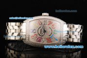Franck Muller Curvex Color Dreams Swiss ETA 2836 Automatic Movement Full Steel with Diamond Dial/Bezel and Colourful Arabic Numeral Markers