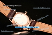 Patek Philippe Calatrava Miyota OS2035 Quartz Rose Gold Case with White Roman Numeral Markers and Brown Dial