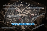 Richard Mille RM 011 Chronograph Miyota 9015 Automatic Carbon Fiber Case with Skeleton Dial White Arabic Numeral Markers and Rubber Strap (KV)