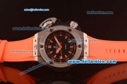 Hublot King Power Swiss ETA 2824 Automatic Steel Case with Black Dial and Orange Rubber Strap