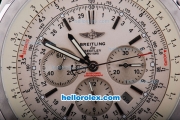 Breitling for Bentley Motors T Working Chronograph Quartz Silver Case with White Dial and SS Band