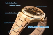 Rolex Sky-Dweller Asia 2813 Automatic Gold Case/Strap with Black Dial and Roman Numeral Hour Markers