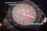 Hublot Big Bang Manchester United Swiss Valjoux 7750 Automatic Full PVD Case with Skeleton Dial and Black Rubber Strap