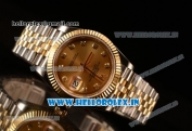 Rolex Datejust 37mm Swiss ETA 2836 Automatic Two Tone with Gold Dial and Diamonds Markers
