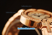 Cartier d'Art Swiss Quartz Full Rose Gold with White Dial and Diamond Bezel