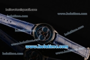Omega De Ville Co-Axial Chronograph VK Quartz Movement PVD Case and Blue Leather Strap with Blue Dial