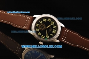 IWC Pilot's Watch Asia Manual Winding Movement Steel Case with Black Dial and Brown Leather Strap