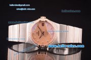 Omega Constellation Co-Axial Swiss ETA 2824 Automatic Two Tone Case with Diamond Bezel/Markers and Rose Gold Dial