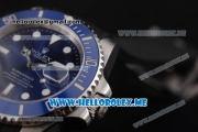 Rolex Submariner Swiss ETA 2836 Automatic Steel Case with Blue Dial and Blue Rubber Strap Dot Markers