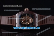 Richard Mille RM052 Miyota 9015 Automatic Ceramic Case with Skull Dial Dot Markers and Brown Rubber Strap