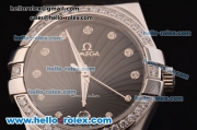 Omega Constellation Swiss ETA Quartz Steel Case with Diamond Bezel and Black Rubber Strap