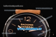 Panerai PAM 604 Radiomir Firenze 3 Days Asia 6497 Manual Winding PVD Case with Black Dial and Brown Leather Strap - Stick/Arabic Numeral Markers