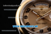 Rolex Day-Date II Asia Automatic Two Tone Case/Bracelet with Yellow Gold Dial and Arabic Numeral Markers