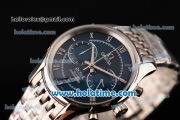 Omega De Ville Co-Axial Chronograph VK Quartz Movement Steel Case and Strap with Blue Dial